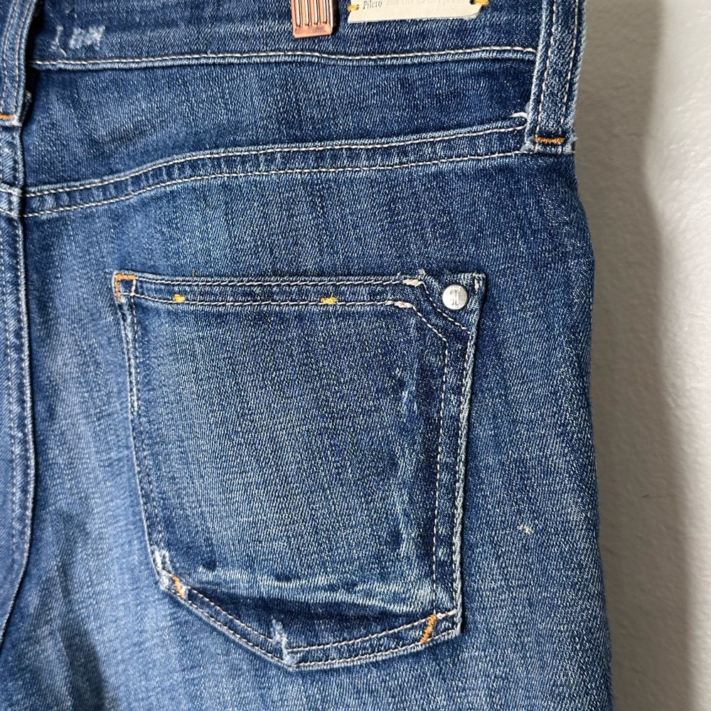 Anthropologie Blue Distressed Rolled-Hem Jean Shorts - Picture 9 of 14